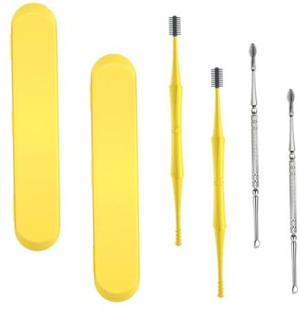 TOKIDNY Ohrenschmalz Entfernungsset Metall 4 Stück Mit Aufbewahrungsbox Rutschfestem Griff Spiralpickel Rostfrei Für Reisen Und Tägliche Pflege