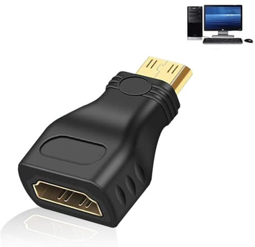 Female HDMI Adapter to Male Mini HDMI Gold Plated, Mini HDMI Adapter Compatible with HDMI V1.1, V1.2 and V1.3 as Well as Laptop, HDTV, PC, Monitor, PS, Xbox, DVD