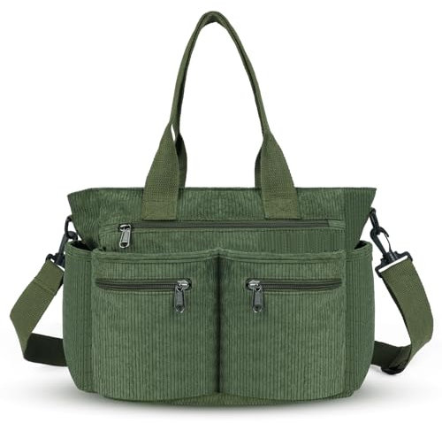 Aucuu Cord Tote Bag, Cord Damen Umhängetasche, Handtasche Damen, Groß Shopper Tasche, Crossbody Bag, Handtasche Schultertaschen mit Abnehmbarem Schultergurt für Arbeit Reisen Schule Einkaufen