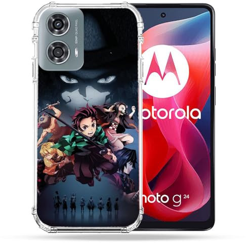 Cokitec - Carcasa Reforzada para Motorola G24 4G Manga Demon Slayer, Color Negro