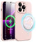 Xiltlly Coque Magnétique en Silicone pour iPhone 13 Pro 6,1 Pouces avec 2 Verre Trempé, Compatible avec MagSafe Aimants Intégrés, Étui Housse Antichoc Anti-Rayures Case pour iPhone 13 Pro, Rose