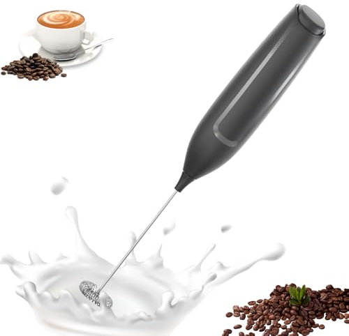 LULUWA Mousseur à Lait Électrique - Mélangeur à Plongée Portable Mini Mélangeur pour Boissons Fouet pour Café Baguette pour Tachetato Latte Cappuccino Matcha, Batteries non incluses