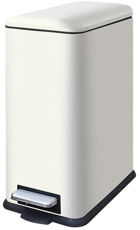 JM ·YIPENG Kitchen Bins, 30L Pedal Bin with Soft Close Lid,Slim Stainless Steel Bin with Removable Inner Bucket Waste bins for Kitchen,Bedroom,and Office,white