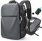 Vakuum Rucksack, Airback Handgepäck Reiserucksack 60L Erweiterbar, 17,3 Zoll Reise Laptop Rucksack, Wasserabweisend, TSA Schloss, Groß Rucksack Herren Damen mit Vakuumpumpe, Grau