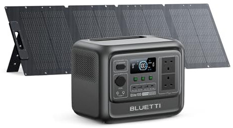 BLUETTI Solar Generator Elite 100 V2 (2025 New) with 120W Solar Panel Included, 1024Wh Portable Power Station w/ 4 1800W AC Outlets, 35% Smaller, Ideal for Camping, Emergencies, Backup Power