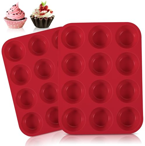 YIYIZI 2 Stück Muffin Backform Silikon, Silikon Muffinförmchen für 24 Muffins, Antihaft, BPA-Frei, SpüLmaschinenfest, HitzebestäNdig Bis 220°C, Muffinform für Cupcakes, Brownies, Puddings