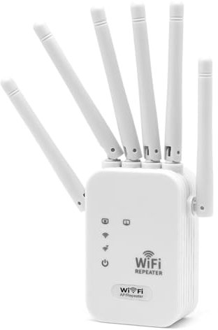 Custom Catch WiFi Extender 6 Antennes 1200Mbps 2025 Plus Rapide WiFi Booster Dual Band (5.8GHz/2.4GHz) WiFi Extenders Signal Booster pour la Maison, WiFi Repeater avec Port Ethernet