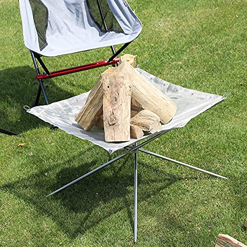 ZJFHEYUO Feuerstellenheizung für den Außenbereich für Halloween-Partys, Holzfeuerstelle für den Garten, zusammenklappbarer Kamin aus Edelstahlgeflecht, Camping-Feuerstelle mit Tra