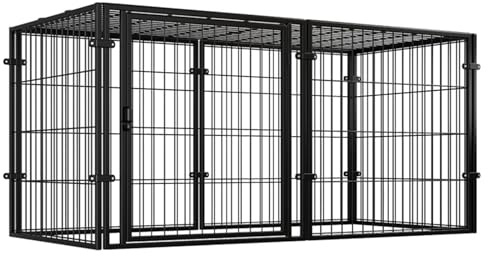 Dog Fence with Top Indoor Escape-Proof Dog Crate Kennel Pet Cage Playpen Single Door Portable Detachable Enclosures for Puppies Cats Rabbits 120x60x60cm