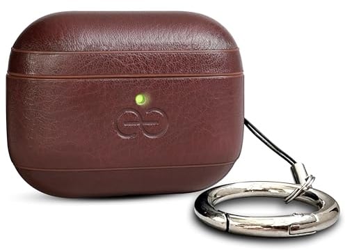Dreem AirPods Pro 3 Case Cover, Karabiner-Clip für Schlüsselbund, passend für Apple AirPods Pro 3 Case, Kunst-Leder + schützende Hartschale, MagSafe-kompatibel, Lift-Up Motion [Om:Kaffee]