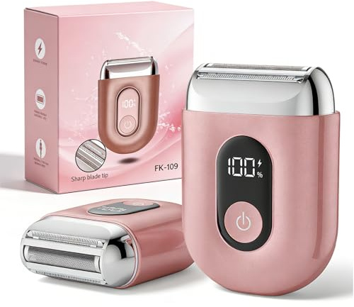 Aokitec Elektrischer Rasierer Damen, 3-in-1 Trimmer Damen Intimbereich & Körperpflege, Nass & Trocken Damenrasierer mit Magnetkappe, Reisesperre & LED, Sanfte Haarentfernung für Empfindliche Haut