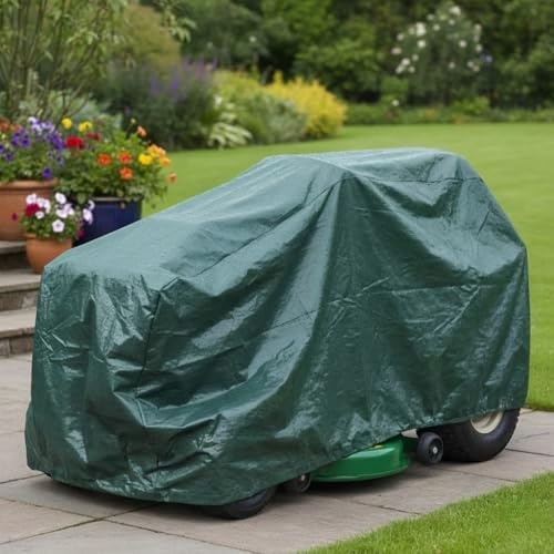 Heavy Duty Ride-On Lawn Mower Cover – Waterproof Garden Tractor Cover for Decks up to 54 – Durable PE Green Polyester Fabric, Weather Resistant Protection for Sit-On Mowers, 72x54x46 Inches