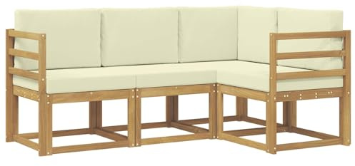 vidaXL Outdoor-Sofagarnitur mit Kissen 4 pcs Weiß und Creme, Garten, modernes Sofa für draußen, Elegante Lounge, strapazierfähige Möbel für Terrasse und Patio