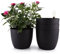T4U 18cm Kunststoff Automatische Bewässerung Blumentopf mit Wasserstandsanzeige Schwarz 4er Set, Moderne Dekoration Blumentopf für alle Pflanzen, Blumen, Kräuter, African Lila, Sukkulenten