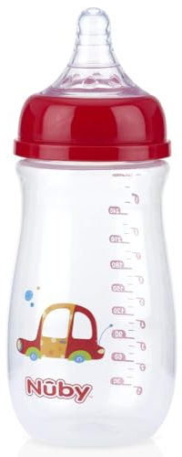 Nuby Wide Neck Bottle with Anti-Colic Air System, Colors/Prints May Vary, 1pk