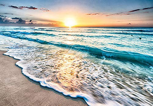 Forwall Fototapete Strand Meer Ostsee Wellen Sonnenuntergang Wohnzimmer Schlafzimmer Vlies Tapete Wandtapete UV-Beständig Montagefertig (11040, V8 (368x254 cm) 4 Bahnen)