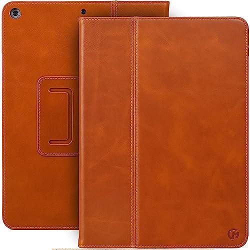 Casemade Real Leather Case Compatible with iPad 10.2” 7th/8th/9th Gen (2019/2020/2021) - Full-Grain Leather Cover, Auto Sleep/Wake, Dual Stand Position (Tan)