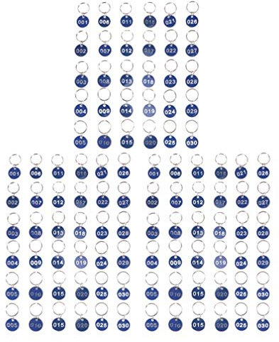 Blue Metal Number Tags 1-100 with Key Rings for Luggage, Home, Office, Hotel, and Classification Use