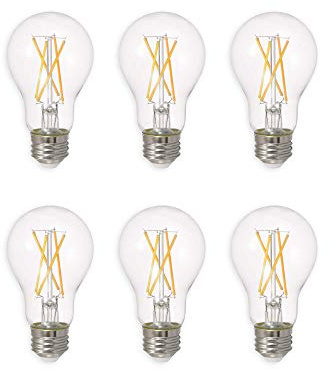 Ledvance Sylvania Led Truwave Natural Series Light Bulb, 60W Equivalent, Efficient 8W A19, Medium Base, Dimmable, 800 Lumens, 2700K, Soft White, Clear - 6 Pack (40806)