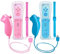 ZeroStory 2 paquetes de controlador inalámbrico y Nunchuck para consola Wii y Wii U, Gamepad con funda de silicona y correa de muñeca (rosa y azul)