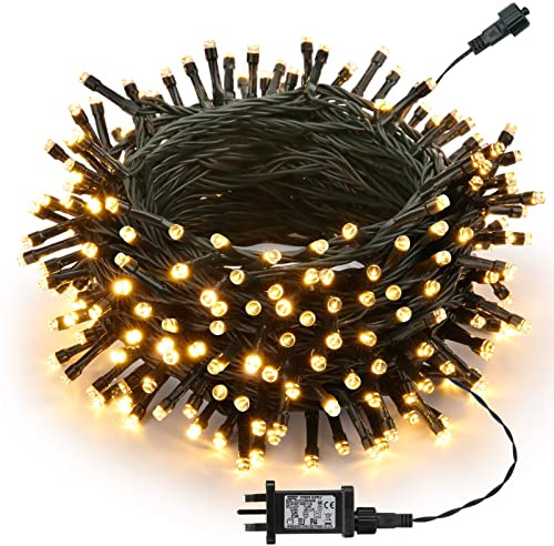 Joomer Christmas Lights Outdoor, 20M 200LED Christmas Tree Lights Mains Powered with Timer, 8 Modes Warm White Fairy Lights Waterproof for Halloween Outside Window Garden Indoor Xmas Party Decorations