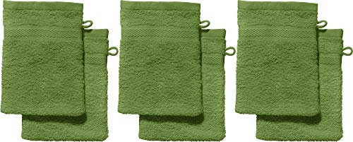 REDBEST Waschhandschuhe, Waschlappen 6er-Pack Chicago grün Größe 15x21 cm - saugstark, strapazierfähig, ideal für Reisen, Sport (weitere Farben)