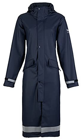 HORZE Damen Regenmantel lang Hazel, Regenjacke Reiten mit Schlitzen und reflektierenden Streifen