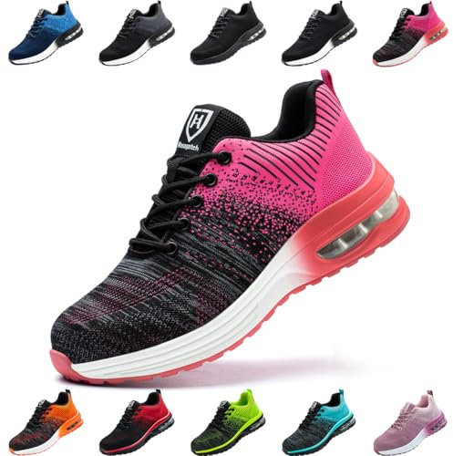 Scarpe Antinfortunistiche Uomo Donna Scarpe da Lavoroleggere Alte Comode Scarpe Sicurezza Rosa EU 41