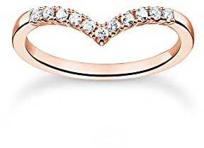 THOMAS SABO Damen Ring V-Form mit weißen Steinen