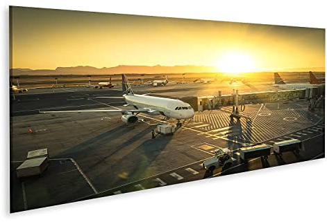 islandburner Bild auf Leinwand Flugzeug Internationaler Flughafen Terminal Gate Ready Takeoff Modern Sunset Kon Bilder Wandbilder Poster