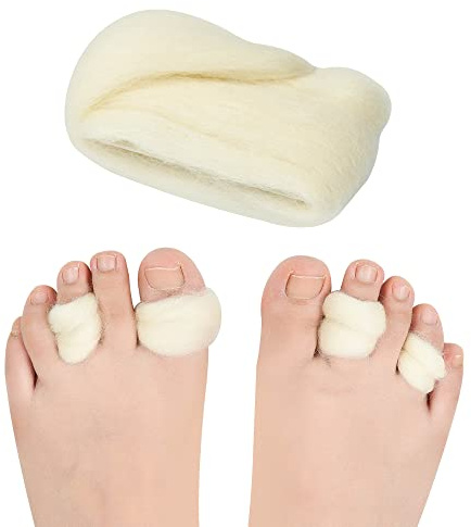 DYKOOK Lambs Wool for Bunion Corrector Toe Separator 1Pack Gentle Breathable Lambs Wool Toe Guards Corn & Callus Cushions,Blister,Foot Pain Prevention Padded Night & Day