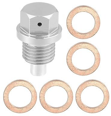 X AUTOHAUX Ölablassschraube M14x1,5 Magnetische Ölwanne Ablassschraube mit Dichtringen Silber