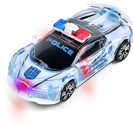 Tuko Police Car Toy with Light and Sound, 1:36 Car Toy for 3+ Years Old Boy and Girl Gift,White
