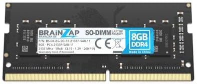 BRAINZAP Memoria RAM da 8 GB DDR4 SO-DIMM PC4-2133P-SA0-11 1Rx8 2133 MHz 1.2 V CL15 Notebook Laptop Unbuffered Non-ECC