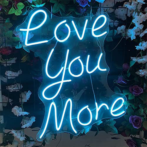 PEPDRO Love You More LED Bule Neon Sign, Custom Wedding Valentine Party Decor Night Lights Acrylic Neon Lights, 40x32cm (Size : 50x40cm)