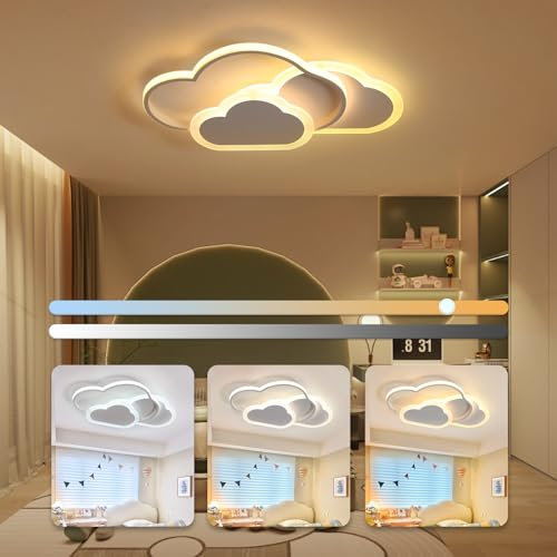 BLMYL LED Deckenleuchte Kinderzimmer 52CM Lampe Decke, Kreative Wolkenlampe, Led Lampen Deckenlampen Dimmbar mit Fernbedienung 3000K-6000K, 42W Deckenlampe für Wohnzimmer, Schlafzimmer