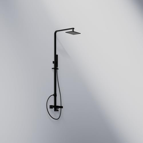 Steinberg Serie 160 Duschsystem, Komplettset, Easy-Clean, Länge Regenbrausearm 910-1380mm, 1602721, Farbe: Mattschwarz