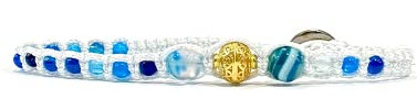 Glücksbringer-Fußkettchen für Damen | Tibetanisches Sommer-Fußkettchen Shamballa, aus Natursteinen für den Sommer, bequem, praktisch und langlebig, verstellbares Fußkettchen für Damen, 28 centimeters,