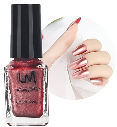 EONFAVE Metal Nail Polish - Rose Gold Nail Polish - 6ML Quick Drying Mirror Nail Varnish - Metallic Effect Nail Art Polish - Holographic Nail Varnish Chrome Nail Polish - No UV Needed
