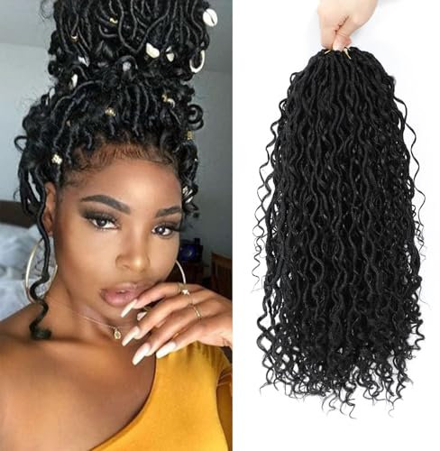 8 Paquets Fausse Locks Crochet Braids 35.56 cm Crochet Locks 1B Soft Locs Bohemian Crochet Braids Meches 12Supports/Paquet Dreadlocks Extension Naturel (1B#)
