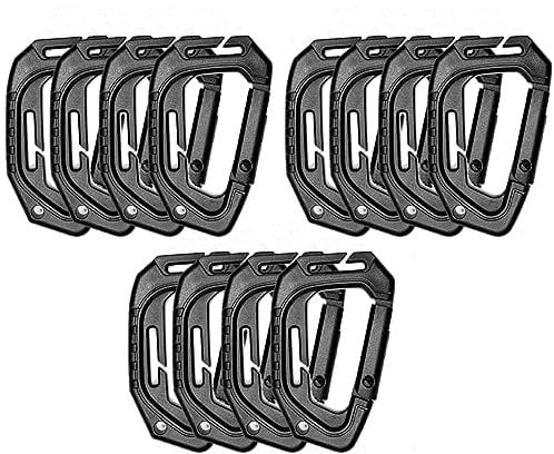 HOUSON 12 Stück Taktik Karabiner, D-Form Karabiner Kunststoff Plastik Karabinerhaken Karabiner Clip Set