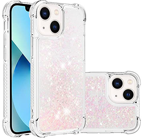 IMIRST Silicone Phone Case for Apple iPhone 15 Plus Corner Airbag Fall Protection Bling Glitter Quicksand Liquid Sparkle TPU Case Cover for Apple iPhone 15 Plus. YBW Star Pink