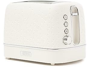 Haden Starbeck Ivory Toaster 2 Slice - Elegant White Toaster with Wide Slots, Adjustable Browning, and Chrome Detailing - Best 2 Slice Toaster for Modern Kitchens