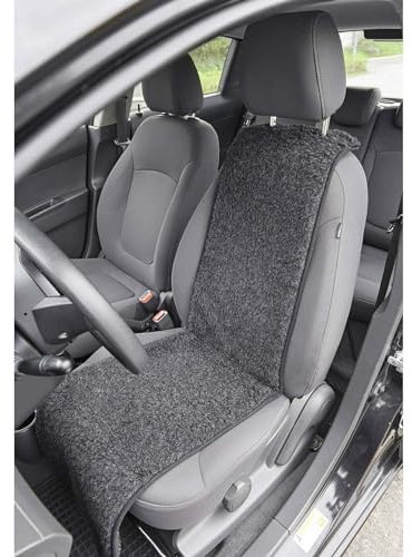 HAC24 2X Universal Schurwolle Auto Sitzauflage Schwarz Pkw Sitzschoner Sitzaufleger Wolle Schonbezug Autositzauflage
