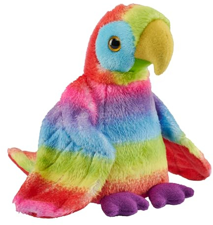 Wild Republic Pocketkins Eco Rainbow Ara, Stofftier, 12 cm, Plüschtier, Hergestellt aus recycelten Materialien, Umweltfreundlich