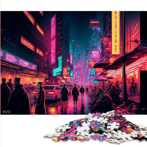 Puzzles für Erwachsene, Nachtstadt-Puzzles für Erwachsene, 1000-teilige Papppuzzles für Erwachsene und Kinder, einzigartige Puzzlespielgröße (26 x 38 cm)