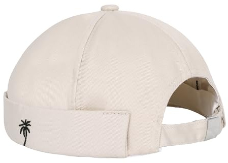 Original Docker MüTze,Brimless Original Docker MüTze 100% Baumwolle,Verstellbar Docker MüTze Herren,Docker MüTze Kopfumfang GrößEnverstellbar,weiß