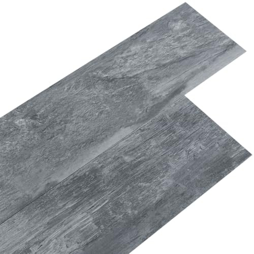 FUKEA 36 Stück selbstklebende PVC-Bodenbeläge Vinyl-Bodenbelag Planken 91.5 X 15.2CM wasserdichten Boden für Aufkleber Küche Bad Haus Bodenfliese, Grau Holzmaserung