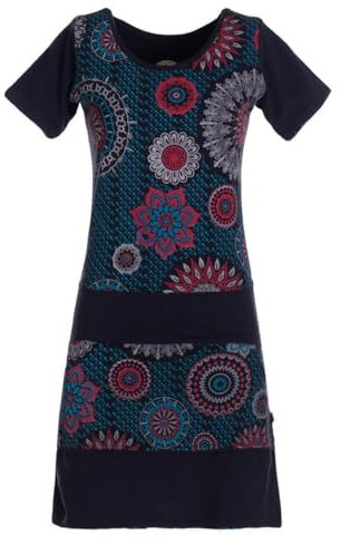 Vishes - Alternative Bekleidung - Kurzarm Damen Sommer-Kleid Mini-Kleid Tunika-Kleid T-Shirtkleid schwarz 34