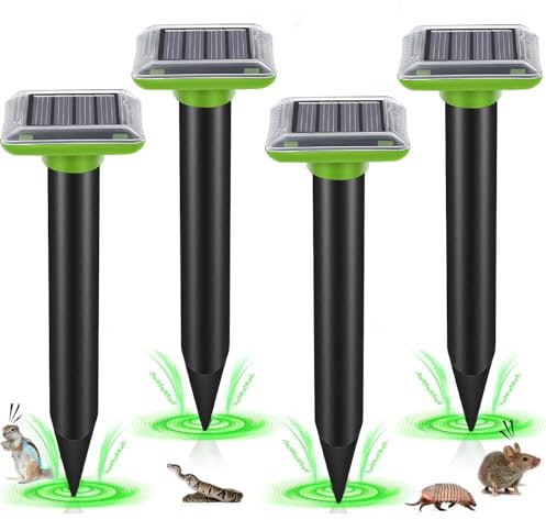 Solar Maulwurfschreck,Wühlmausabwehr,Maulwurfvertreiber,Schlagenabwehr,Eidechsenabwehr,Maulwurfvertreiber,Schlagenabwehr,für Den Rasen Garten(4 Stück)
